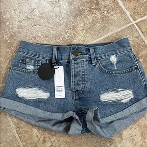 Amuse Society Blue Distressed Jean Shorts with tags. Size 24